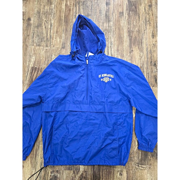 Champion Other - College of st scholastica Champion Blue Hooded 1/4 Zip Windbreaker Logo Size L